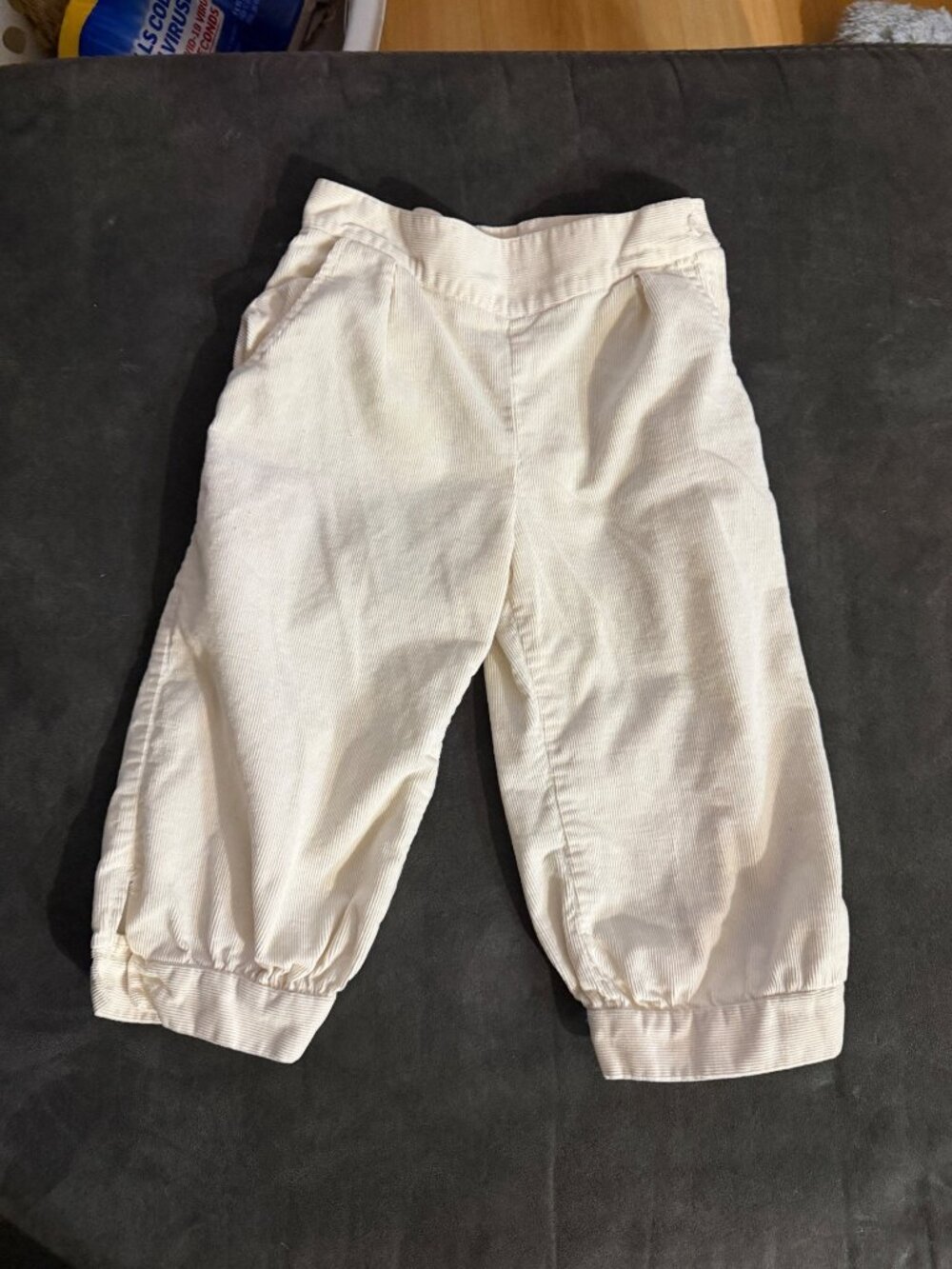 Vintage Kids White Corduroy Pants Size 12 With Button Cuffs